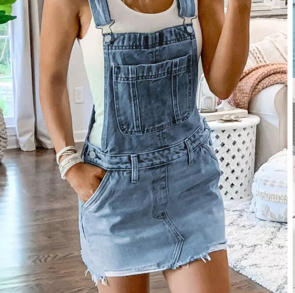 Damn overall mini dress